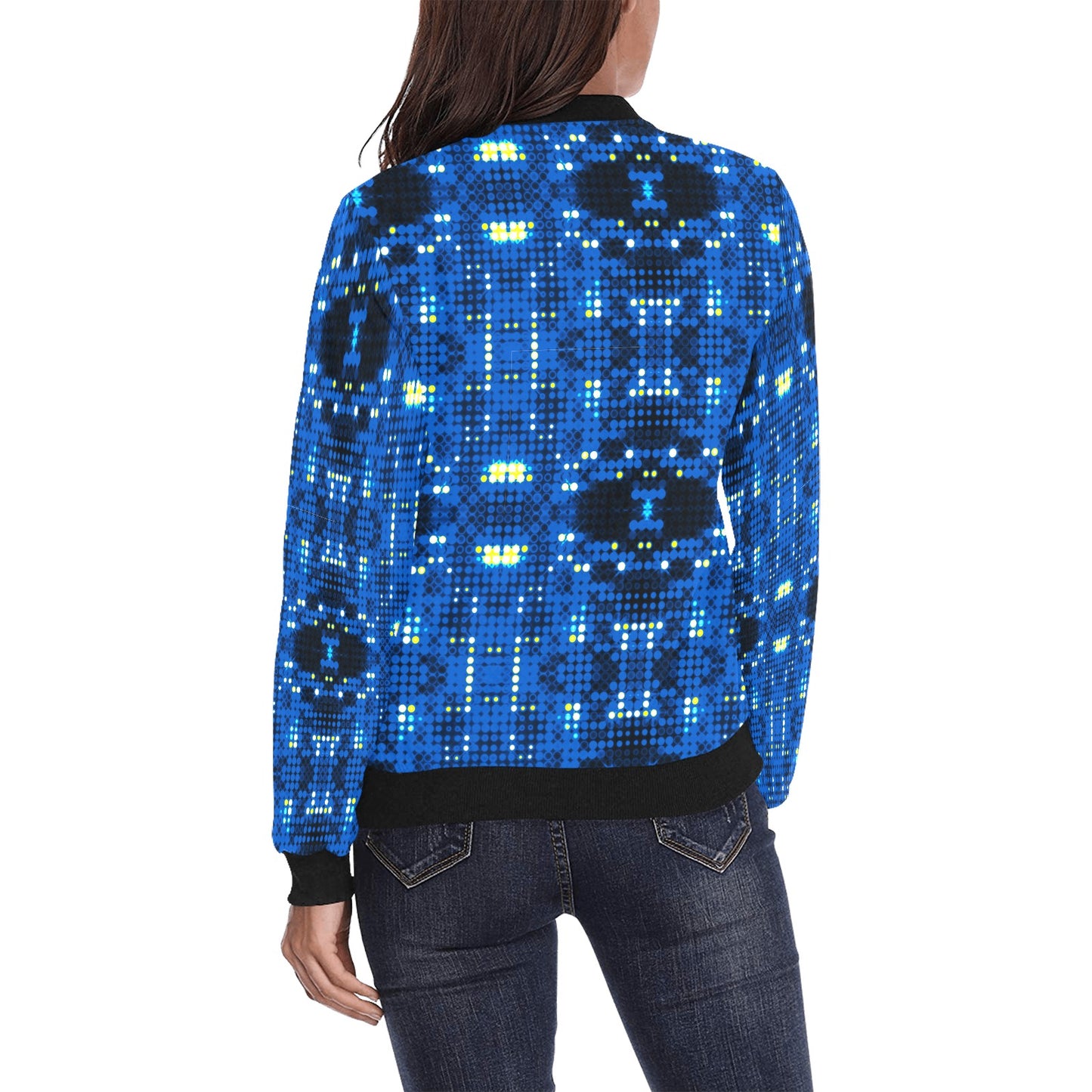 kokorepublic Women's All Over Print Bomber Jacket(Model H36)