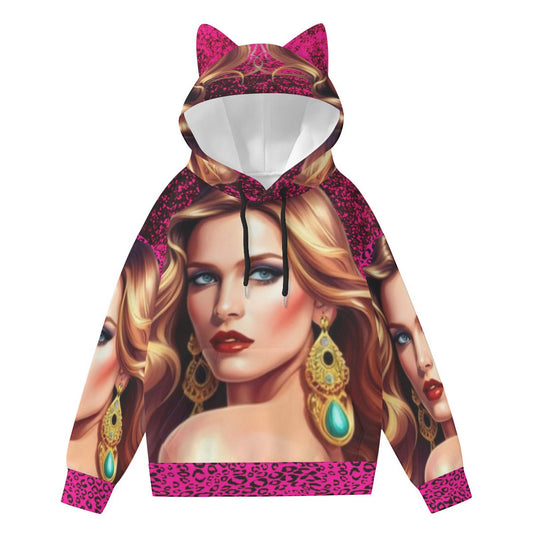 FullbreedCustom Print Women’s Hoodie With Decorative Ears