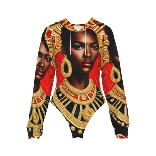 All-Over Print Women's Raglan Sleeve Hooded Bodysuit