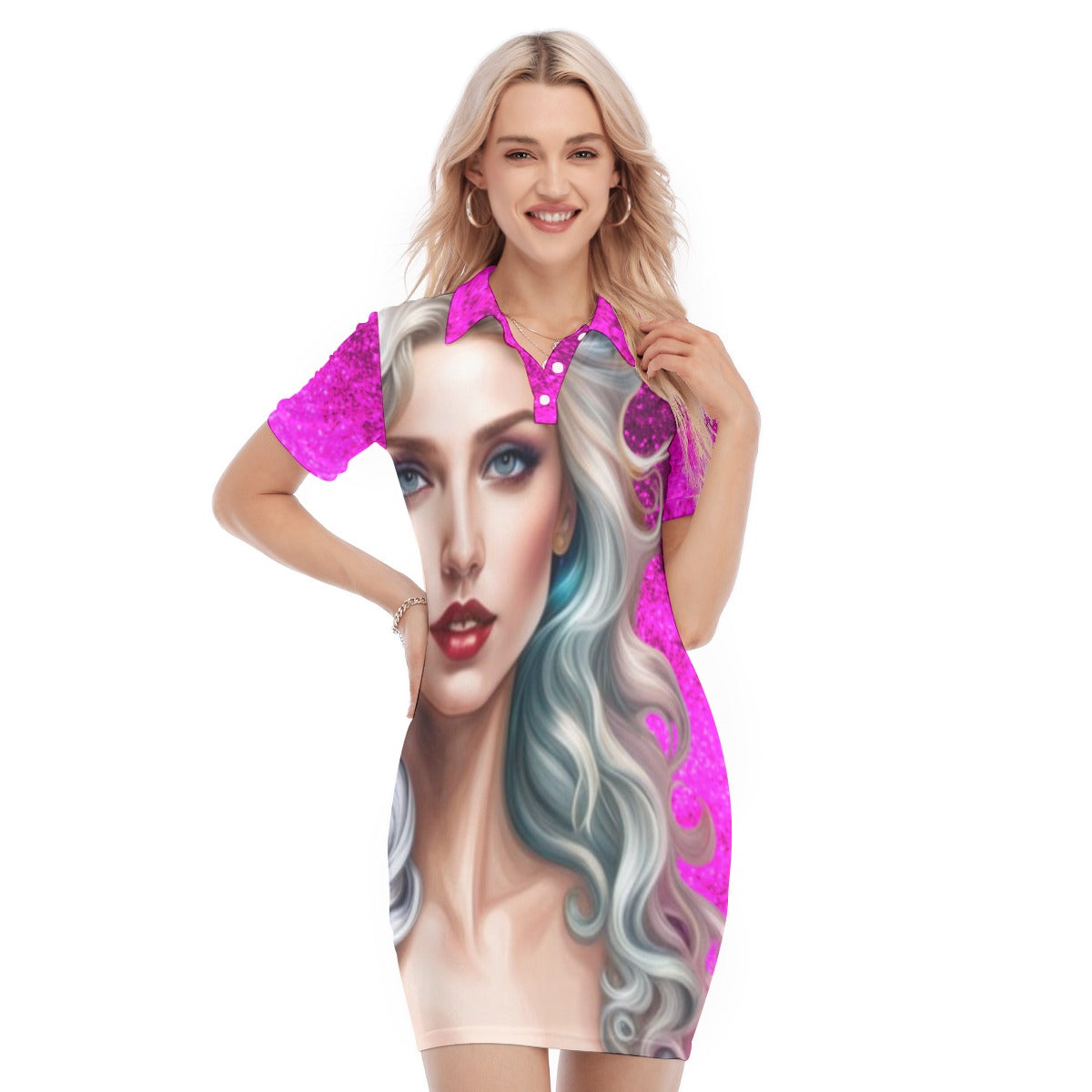 FullbreedCustom Print Women's Polo Collar Dress