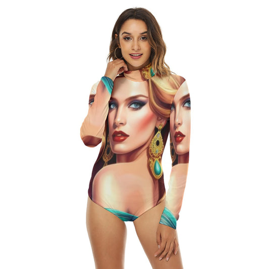 FullbreedCustom Print Women's Turtleneck Long Sleeve Bodysuit