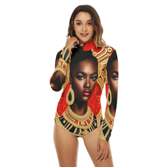 FullbreedCustom Print Women's Turtleneck Long Sleeve Bodysuit