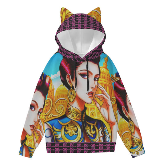 FullbreedCustom Print Women’s Hoodie With Decorative Ears