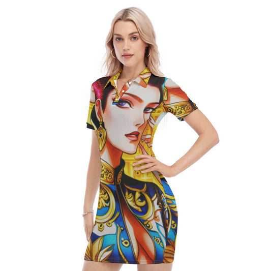 FullbreedCustom Print Women's Polo Collar Dress