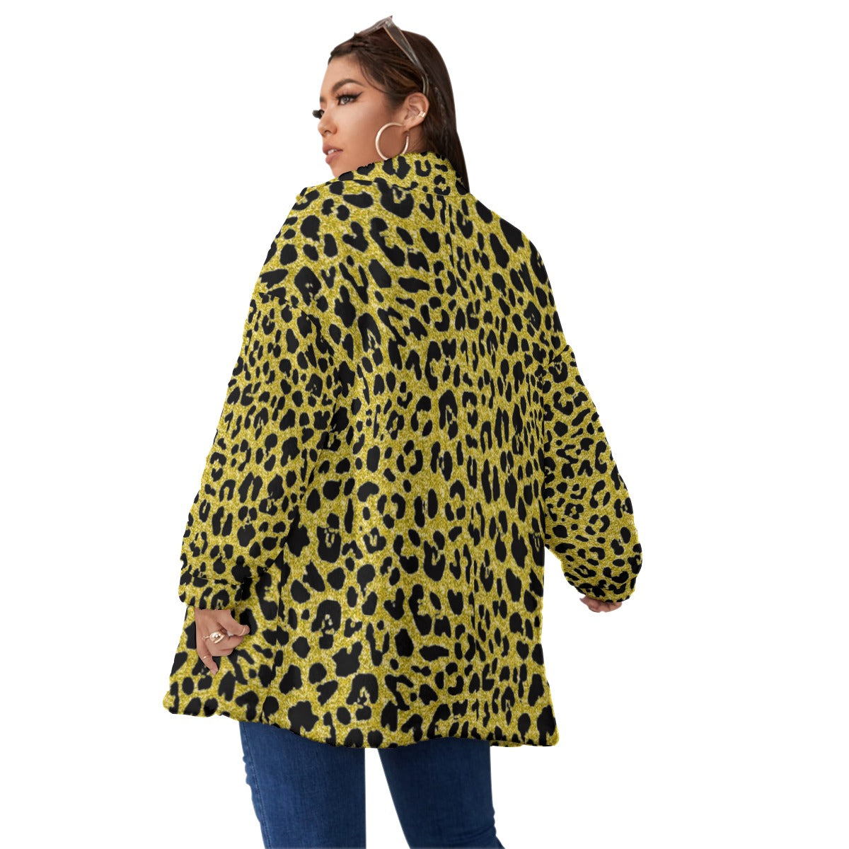 Kokorepublic  Print Unisex Borg Fleece Stand-up Collar Coat With Zipper Closure(Plus Size)