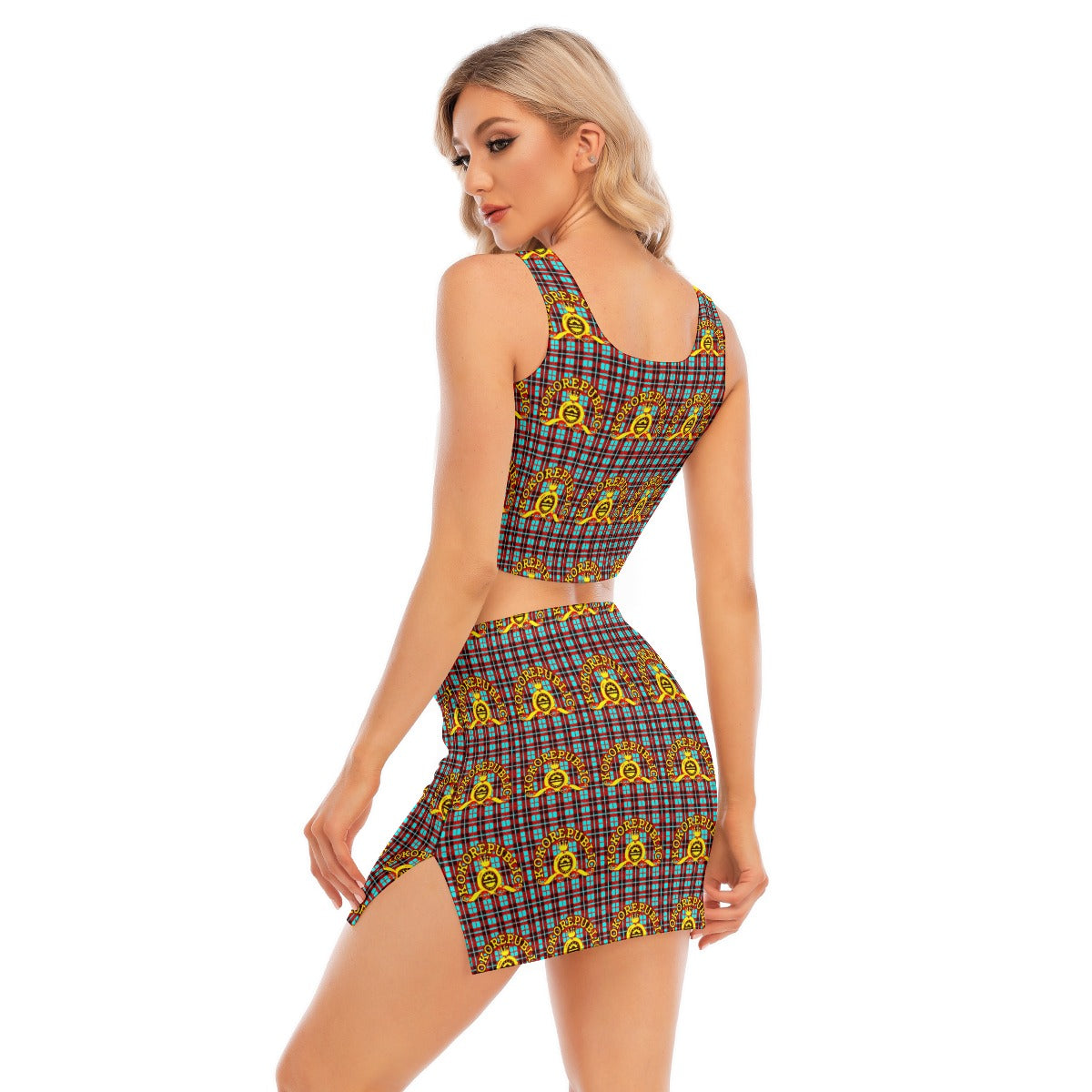 kokorepublicboutique Print Women's Camisole And Hip Skirt Suit