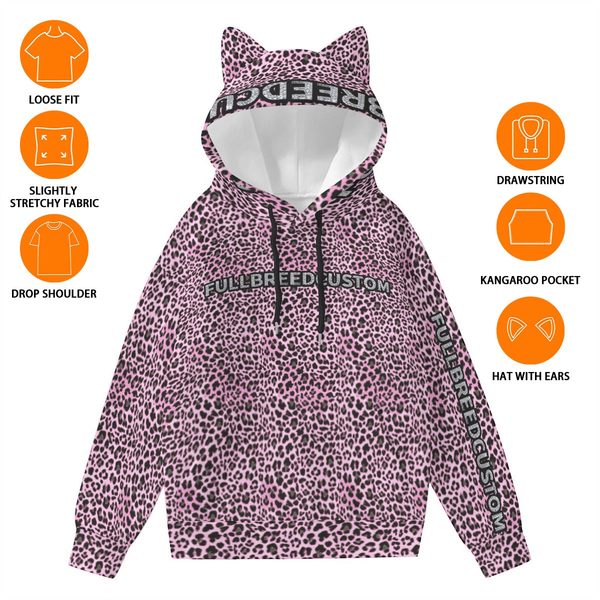 FullbreedCustom Print Women’s Hoodie With Decorative Ears