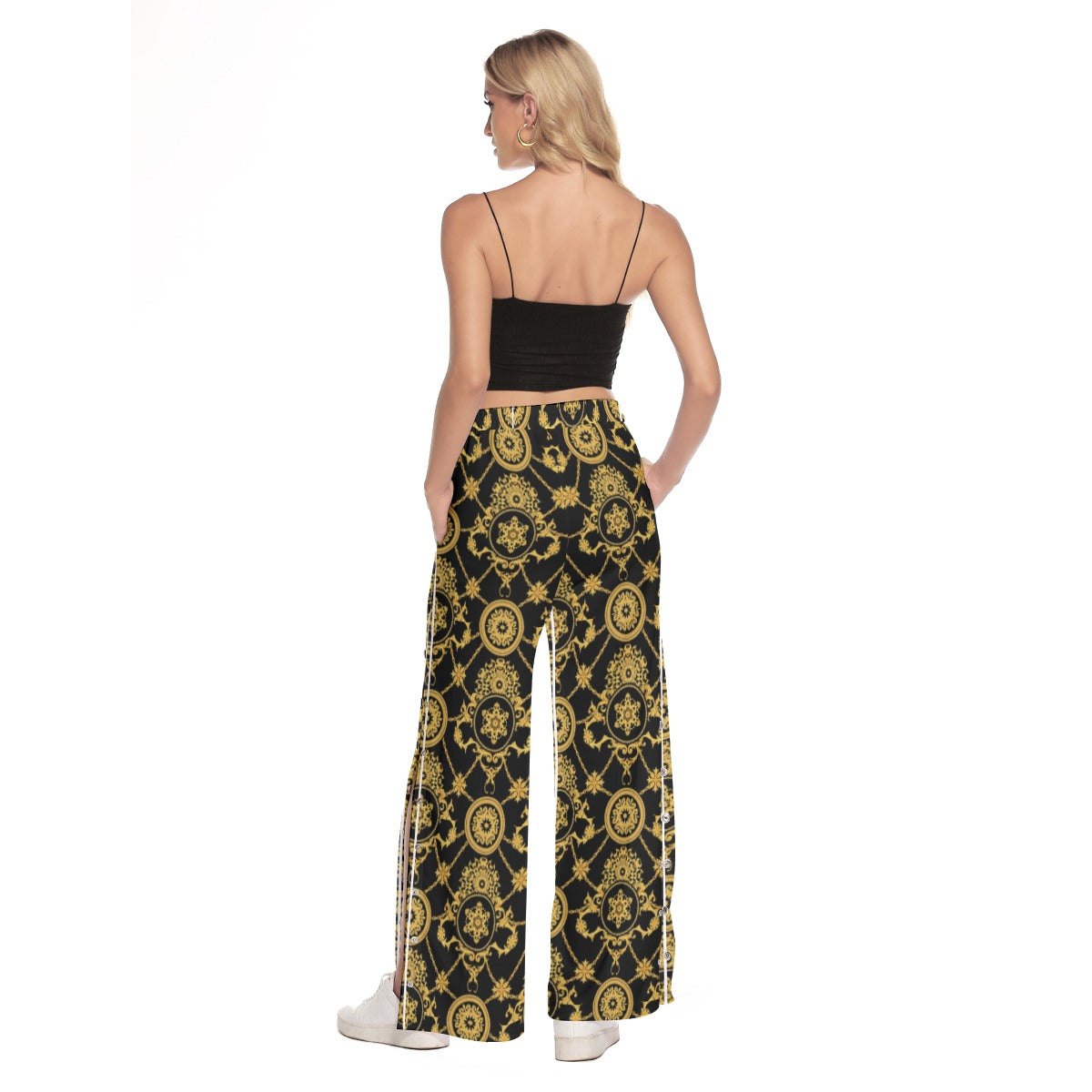 kokorepublicboutique Print Women's Side Slit Snap Button Trousers