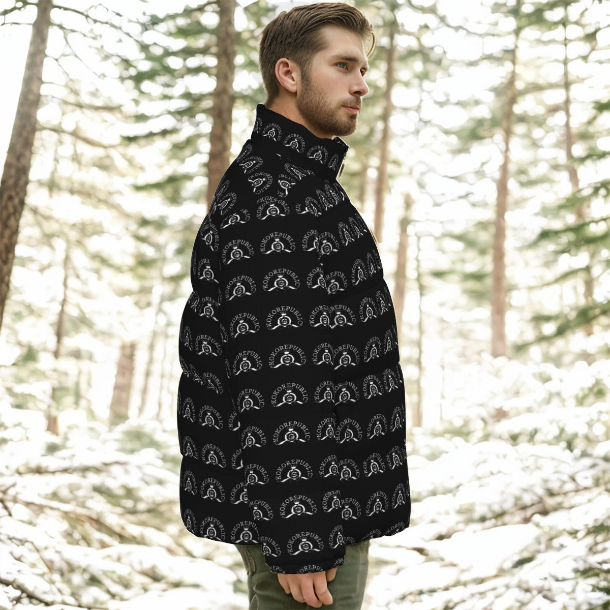 All-Over Print Unisex Stand-up Collar Down Jacket