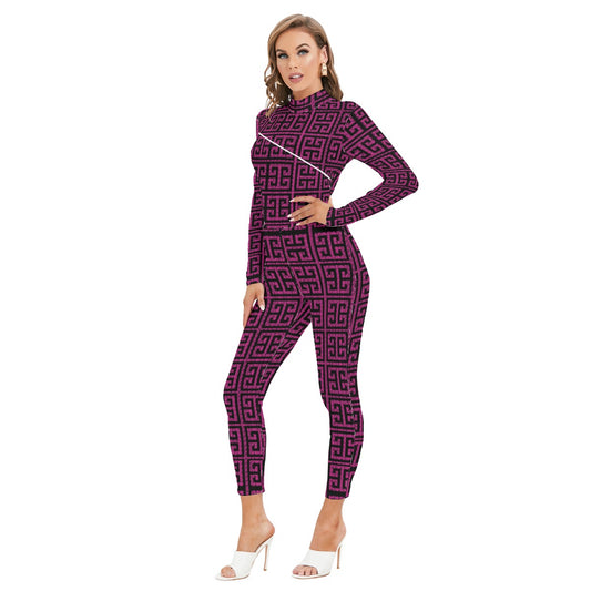 kokorepublics Women's Long-sleeved High-neck Jumpsuit With Zipper