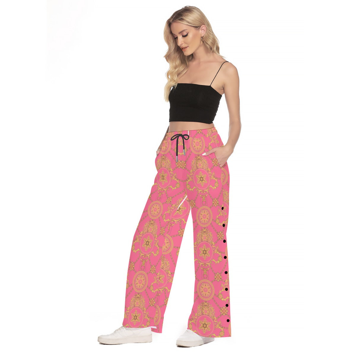 kokorepublicboutique Print Women's Side Slit Snap Button Trousers