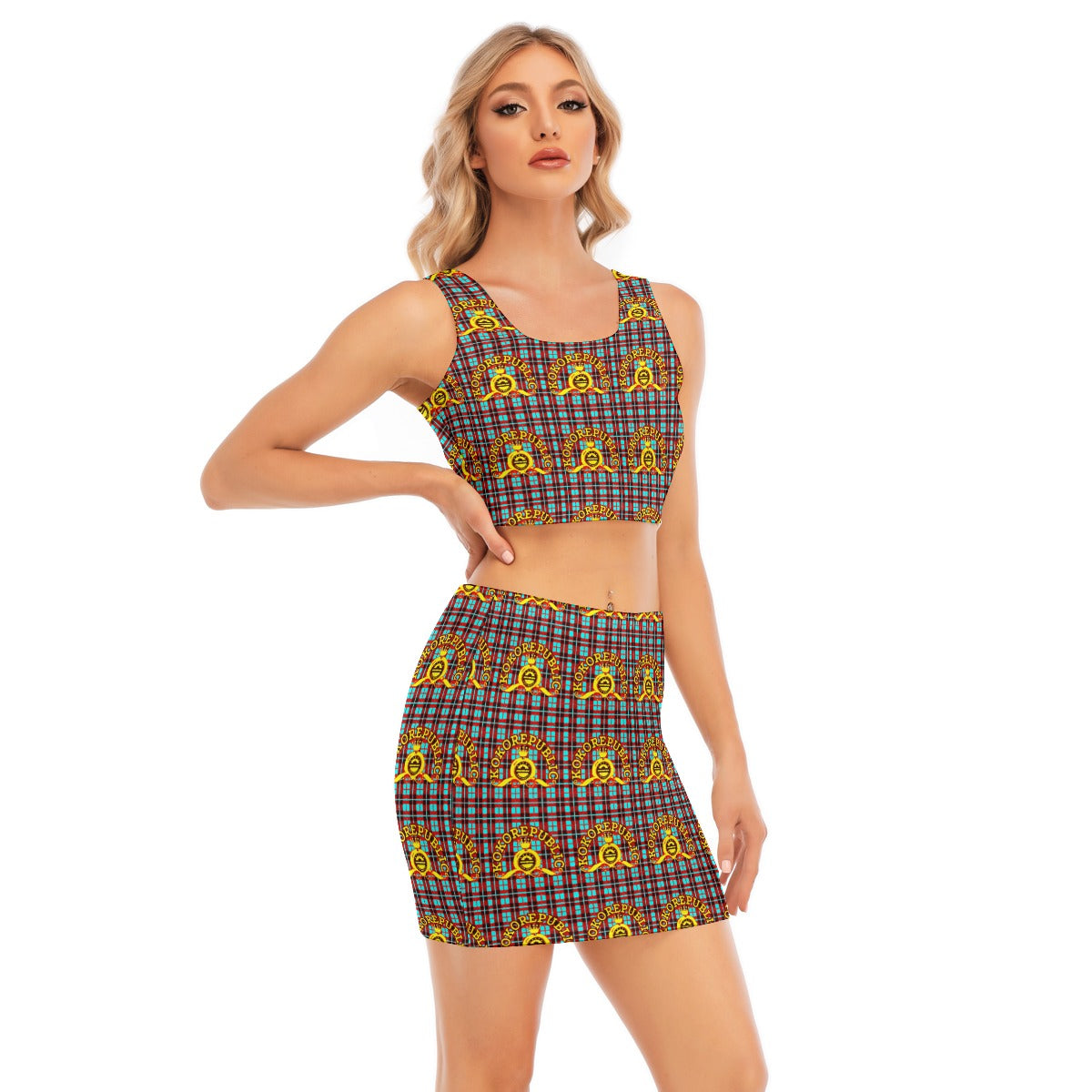 kokorepublicboutique Print Women's Camisole And Hip Skirt Suit