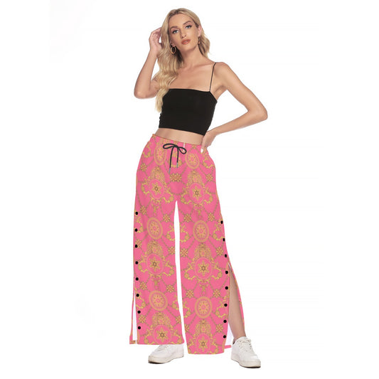 kokorepublicboutique Print Women's Side Slit Snap Button Trousers