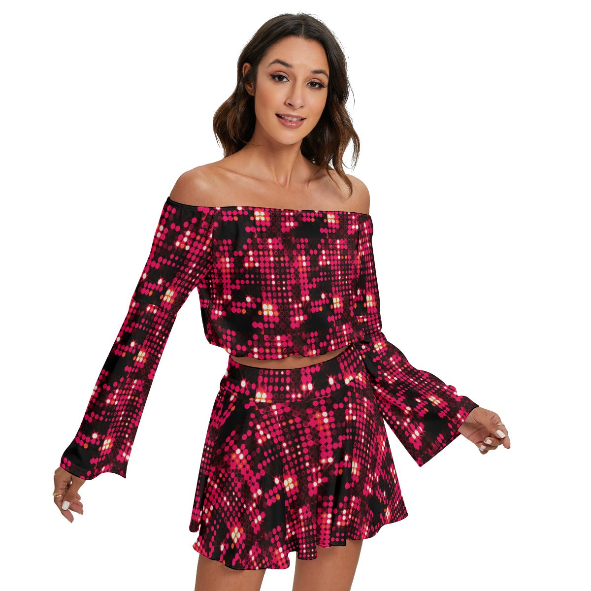 Kokorepublic Print Women's Off-shoulder Top And Skirt Set