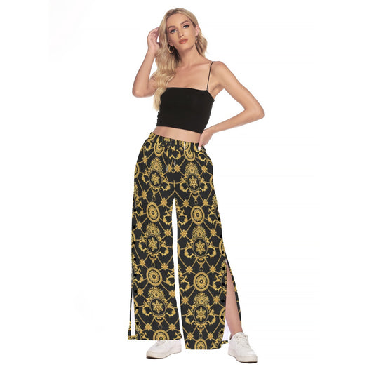 kokorepublicboutique Print Women's Side Slit Snap Button Trousers