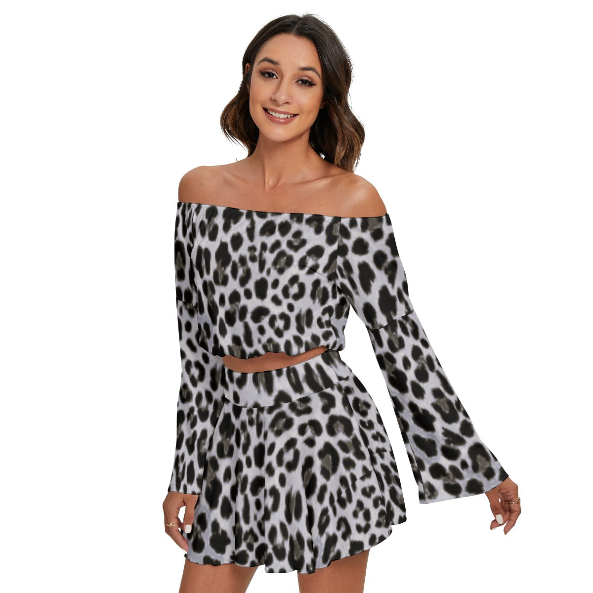 Kokorepublic  Print Women's Off-shoulder Top And Skirt Set