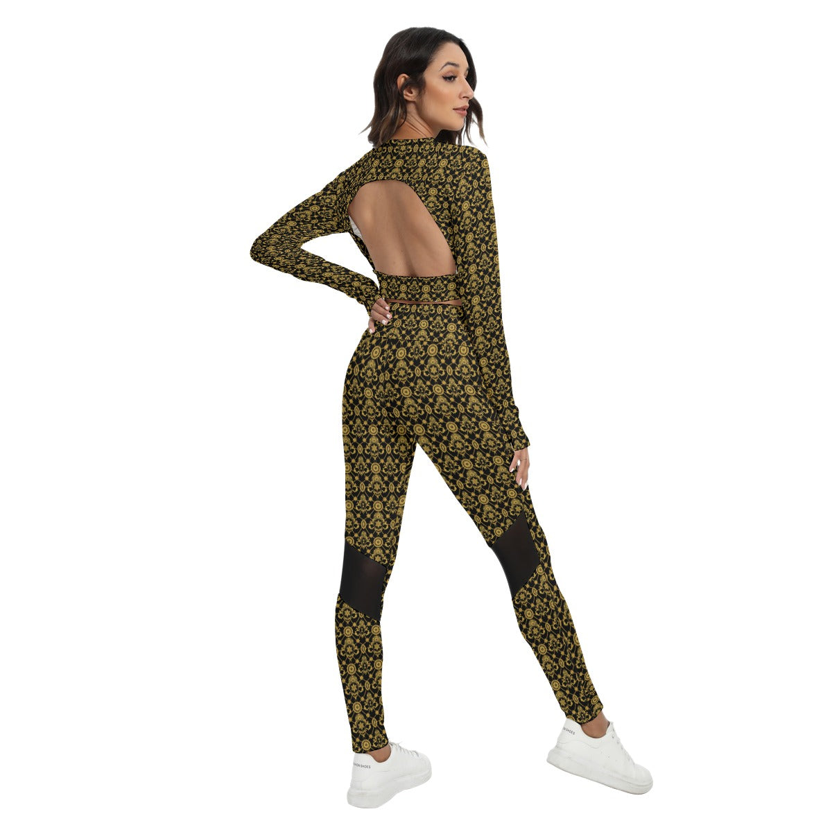 kokorepublicboutique Print Women's Sport Set With Backless Top And Leggings