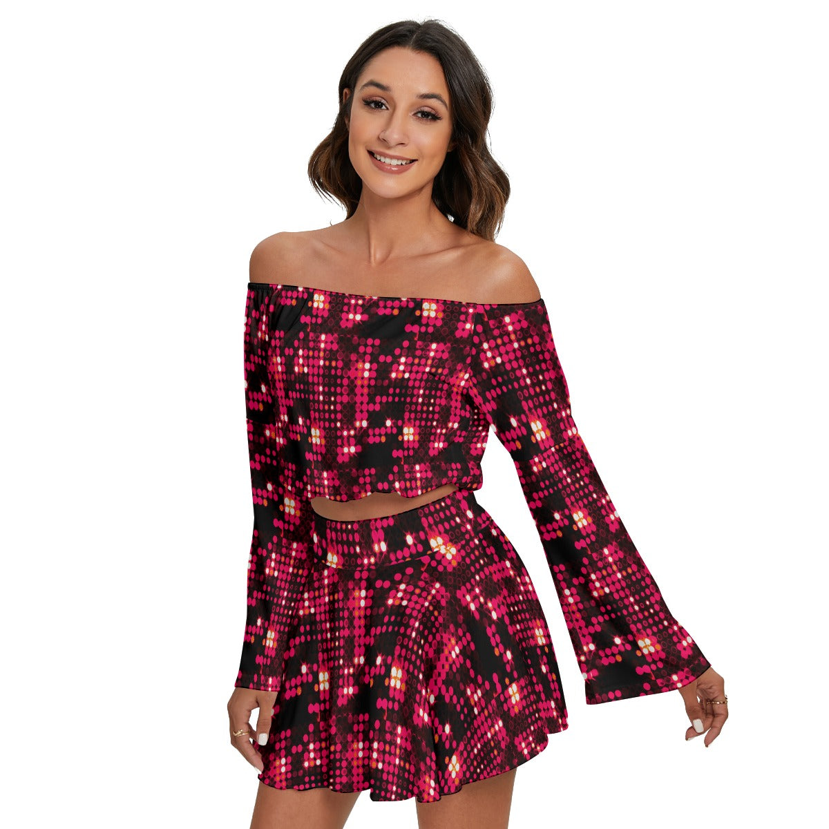 Kokorepublic Print Women's Off-shoulder Top And Skirt Set