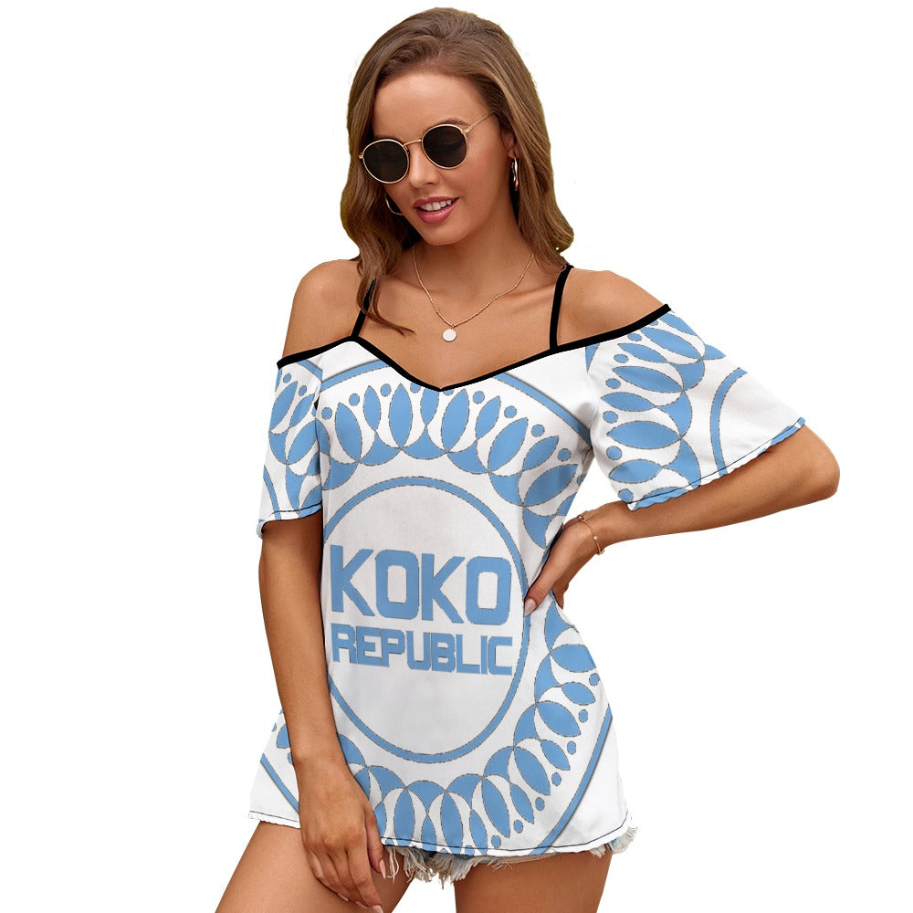 Casual Ladies Off Shoulder Sling Short Sleeve Top