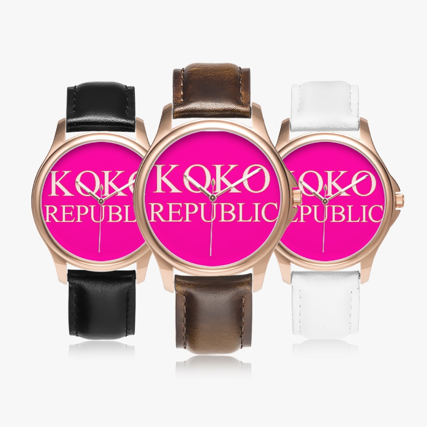 Kokorepublic 148. Stylish Classic Leather Strap Quartz Watch (Rose Gold)