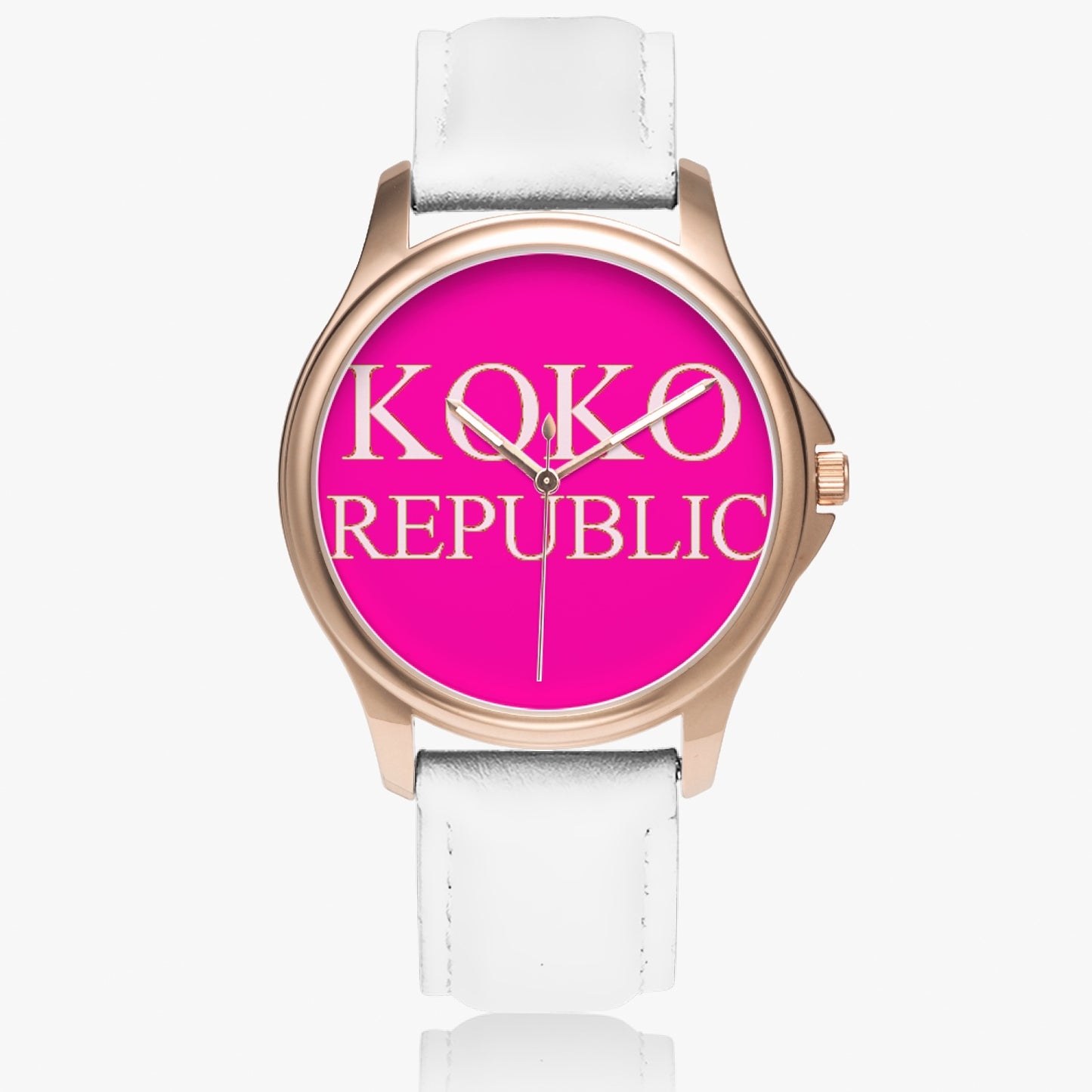 Kokorepublic 148. Stylish Classic Leather Strap Quartz Watch (Rose Gold)