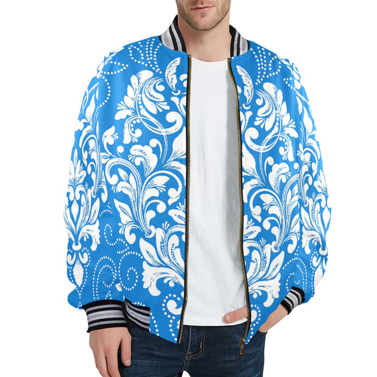 kokorepublicboutique Men's Striped Trim Bomber Jacket