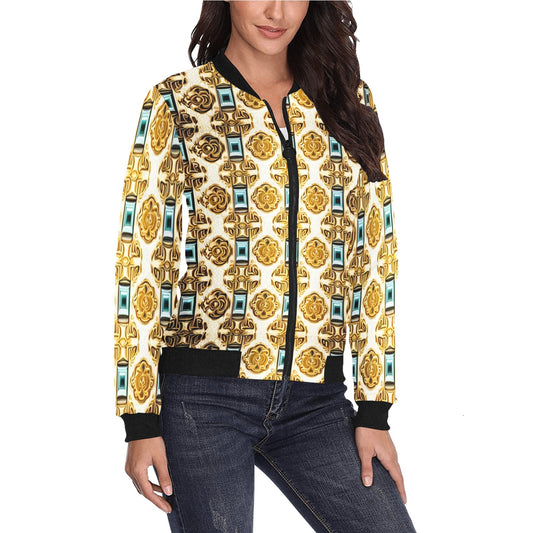 kokorepublicboutique Women's All Over Print Bomber Jacket(Model H36)