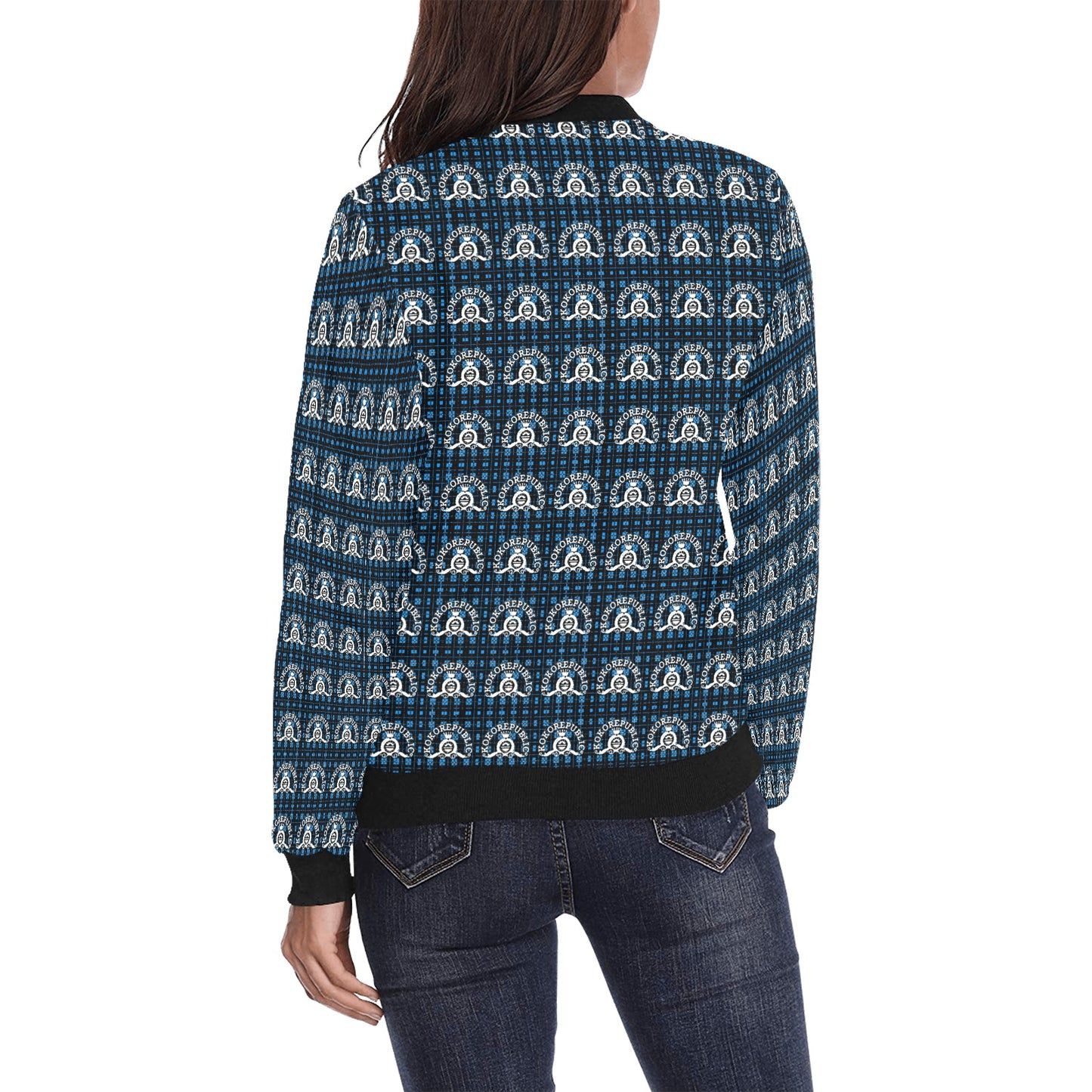 kokorepublic Women's All Over Print Bomber Jacket(Model H36)