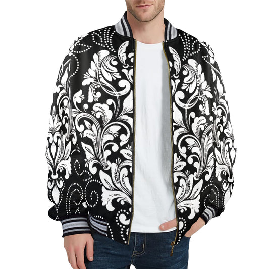 kokorepublicboutique Men's Striped Trim Bomber Jacket