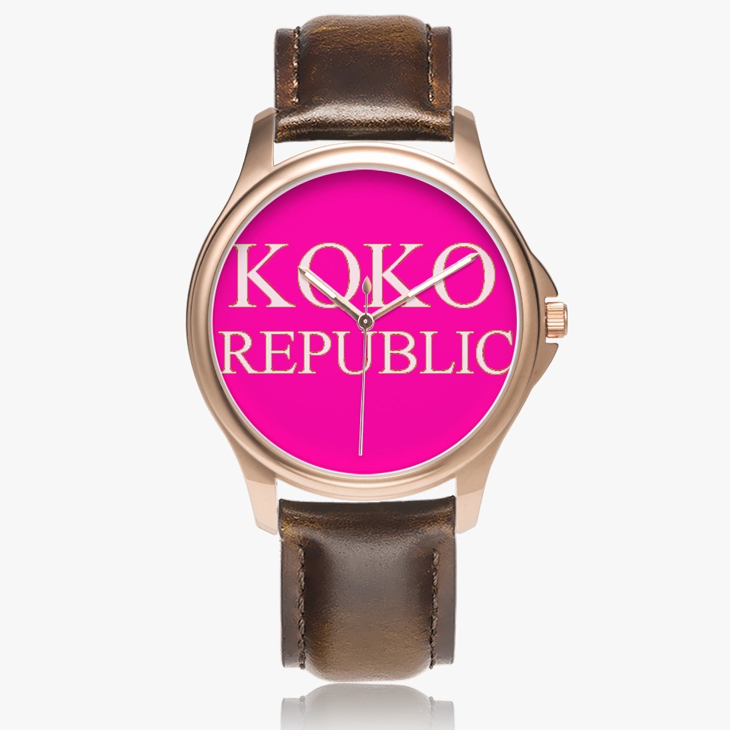 Kokorepublic 148. Stylish Classic Leather Strap Quartz Watch (Rose Gold)