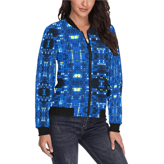 kokorepublic Women's All Over Print Bomber Jacket(Model H36)