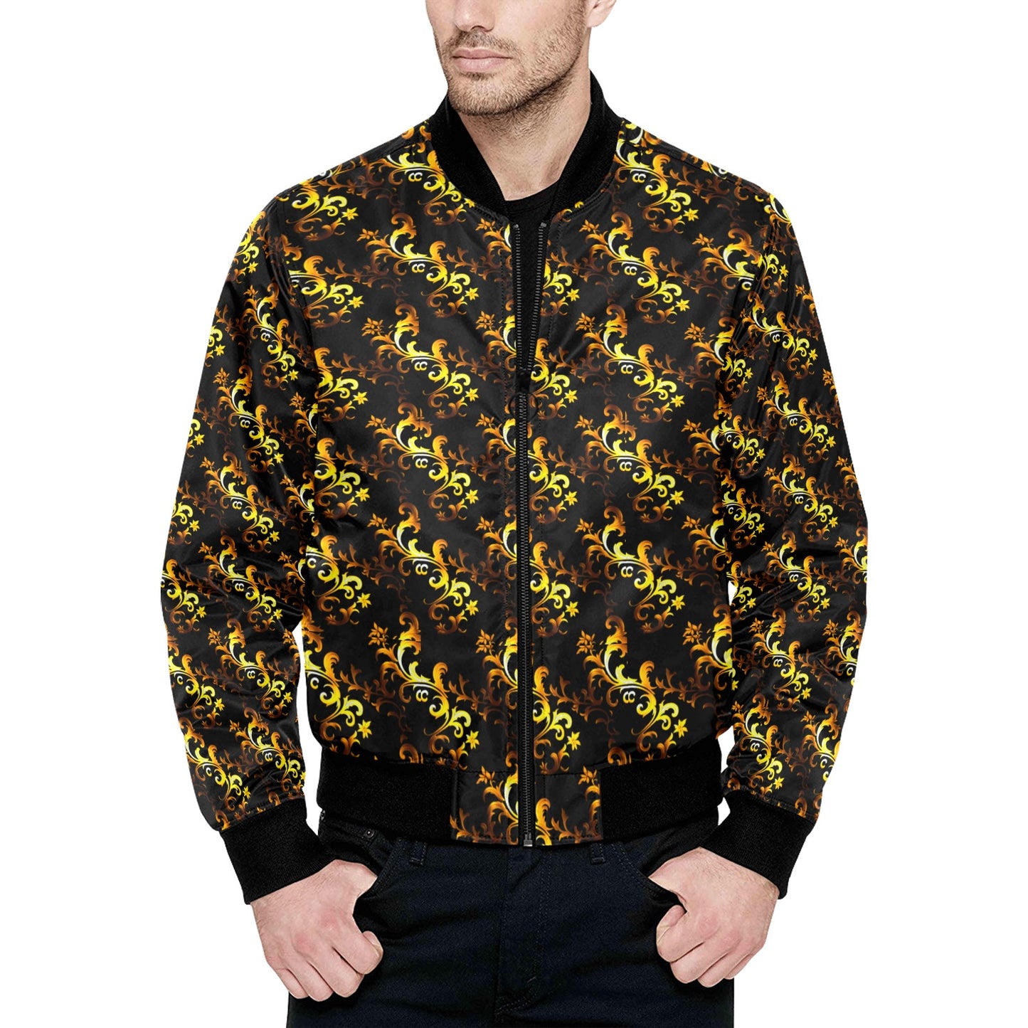 kokorepublic  Men's All Over Print Quilted Bomber Jacket(Model H33)