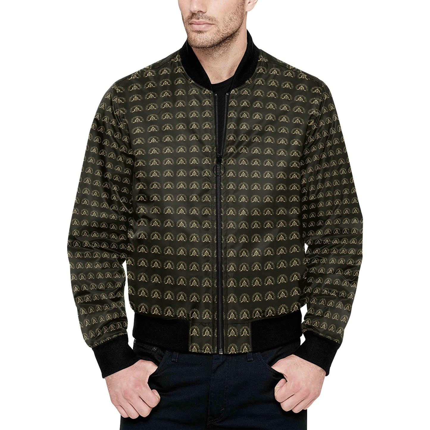 kokorepublic  Men's All Over Print Quilted Bomber Jacket(Model H33)