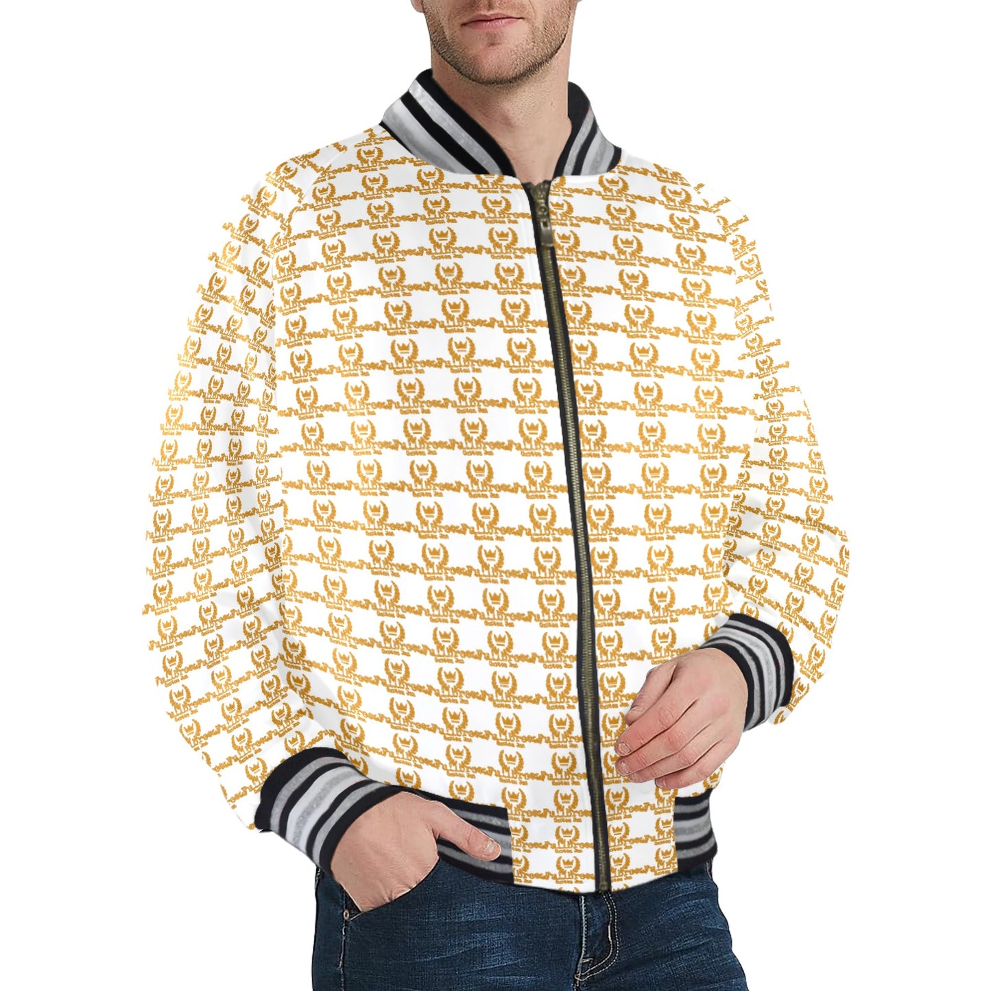 kokorepublic  New Men's Striped Trim Bomber Jacket