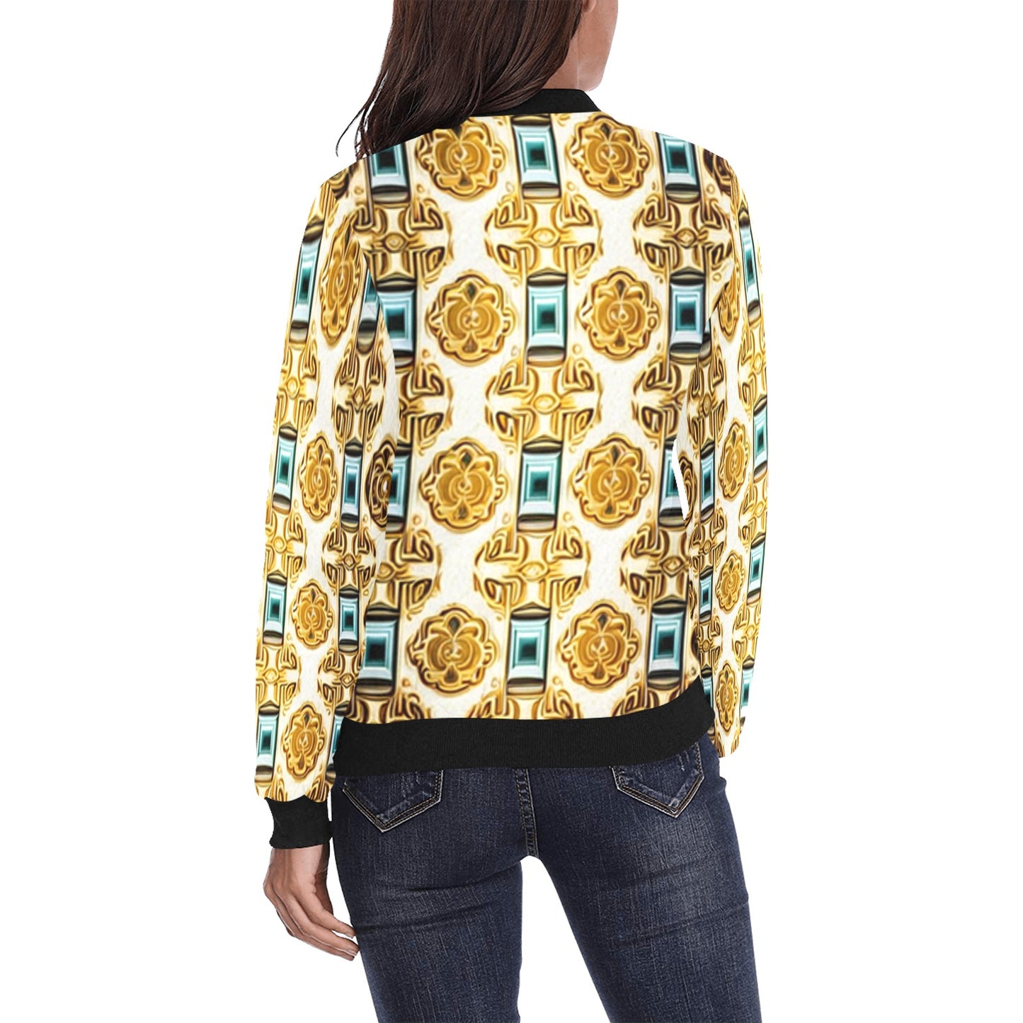 kokorepublicboutique Women's All Over Print Bomber Jacket(Model H36)