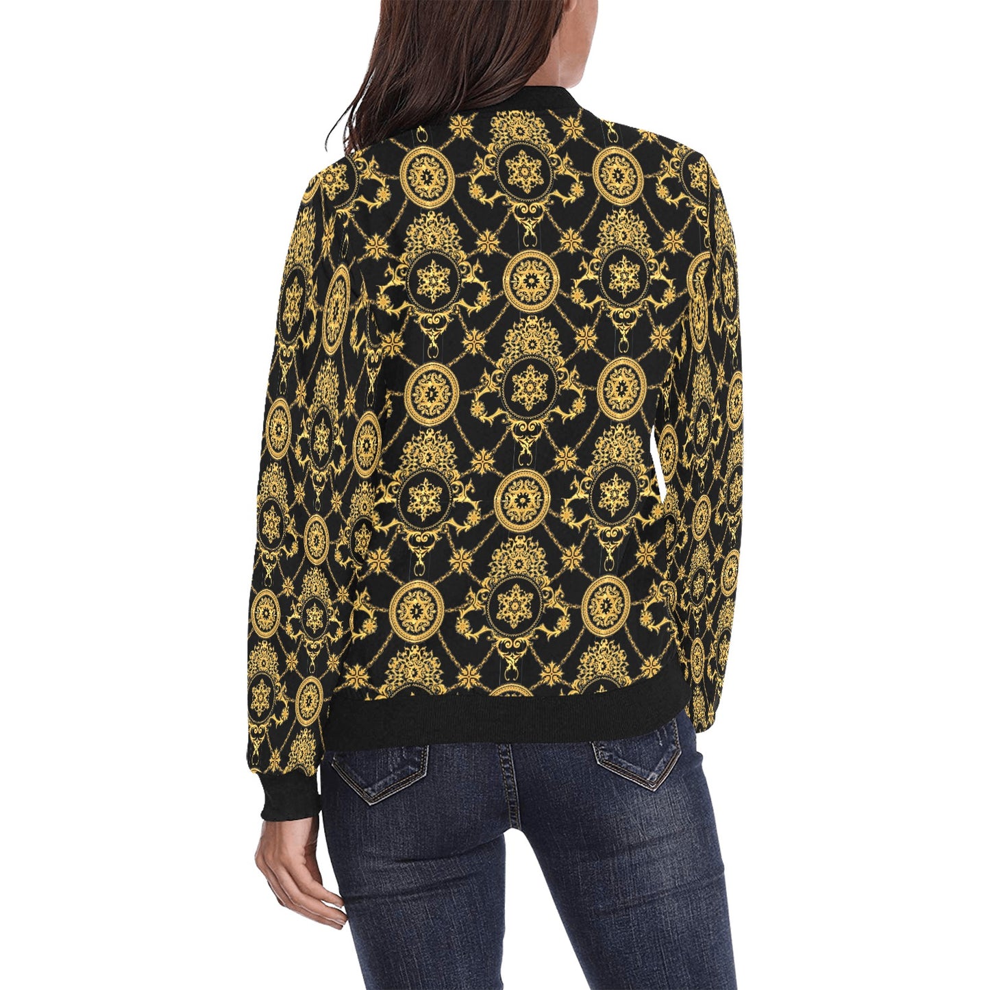 kokorepublicboutique Women's All Over Print Bomber Jacket(Model H36)