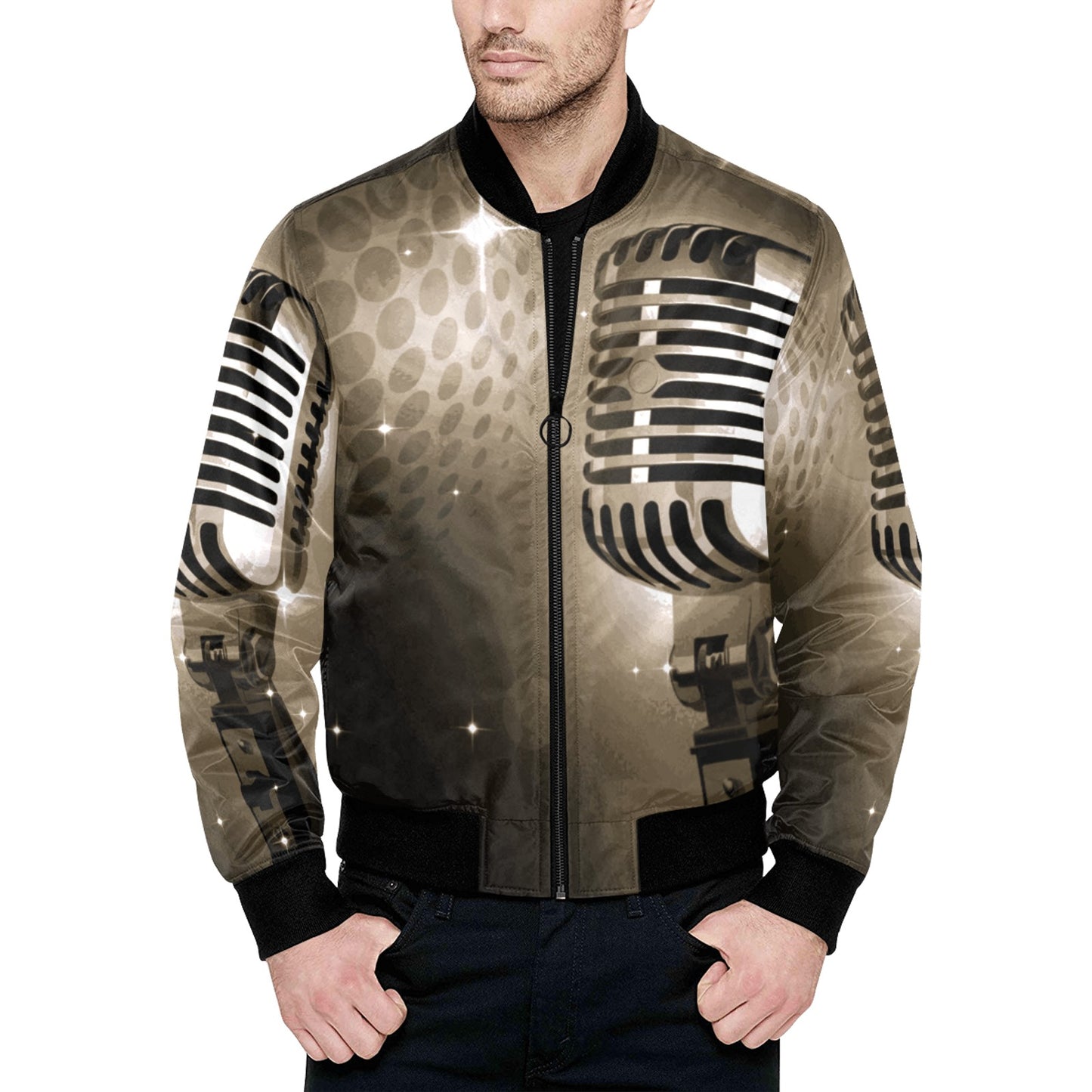 kokorepublic  Men's All Over Print Quilted Bomber Jacket(Model H33)