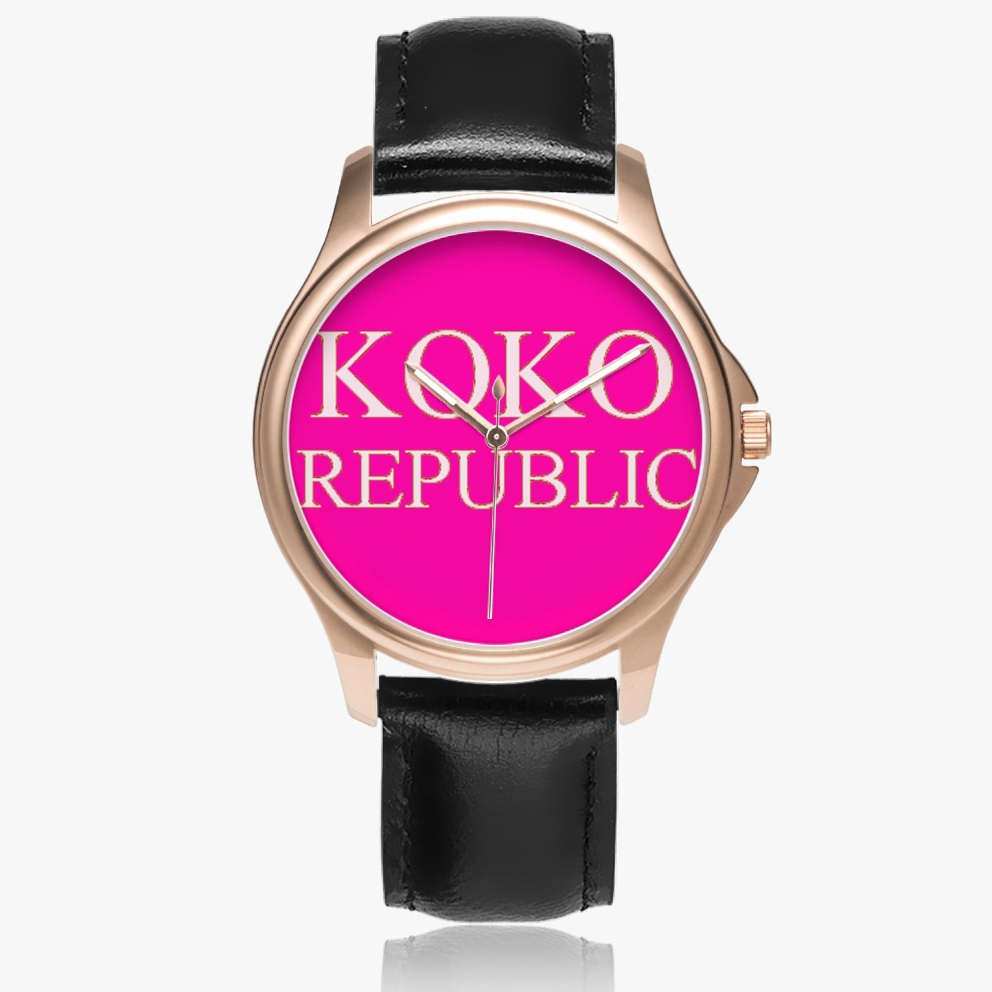 Kokorepublic 148. Stylish Classic Leather Strap Quartz Watch (Rose Gold)