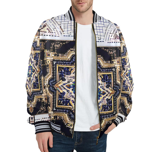 kokorepublicboutique New Men's Striped Trim Bomber Jacket