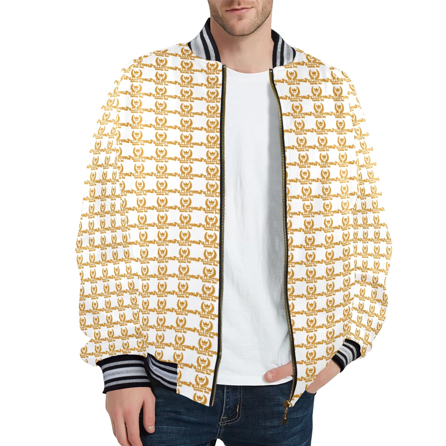 kokorepublic  New Men's Striped Trim Bomber Jacket