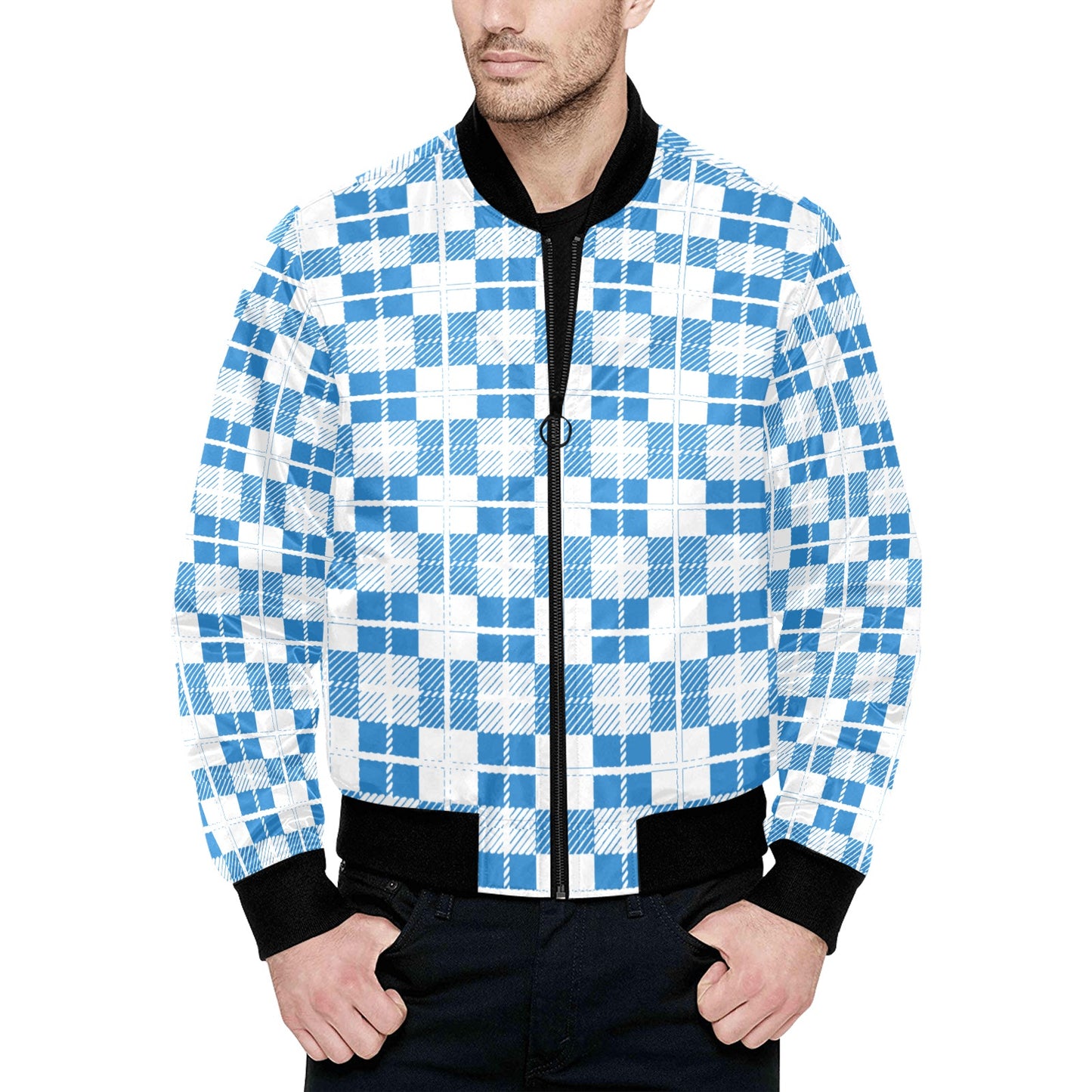 kokorepublic Men's All Over Print Quilted Bomber Jacket(Model H33)