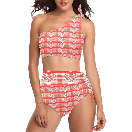 High Waisted One Shoulder Bikini Set (S16)