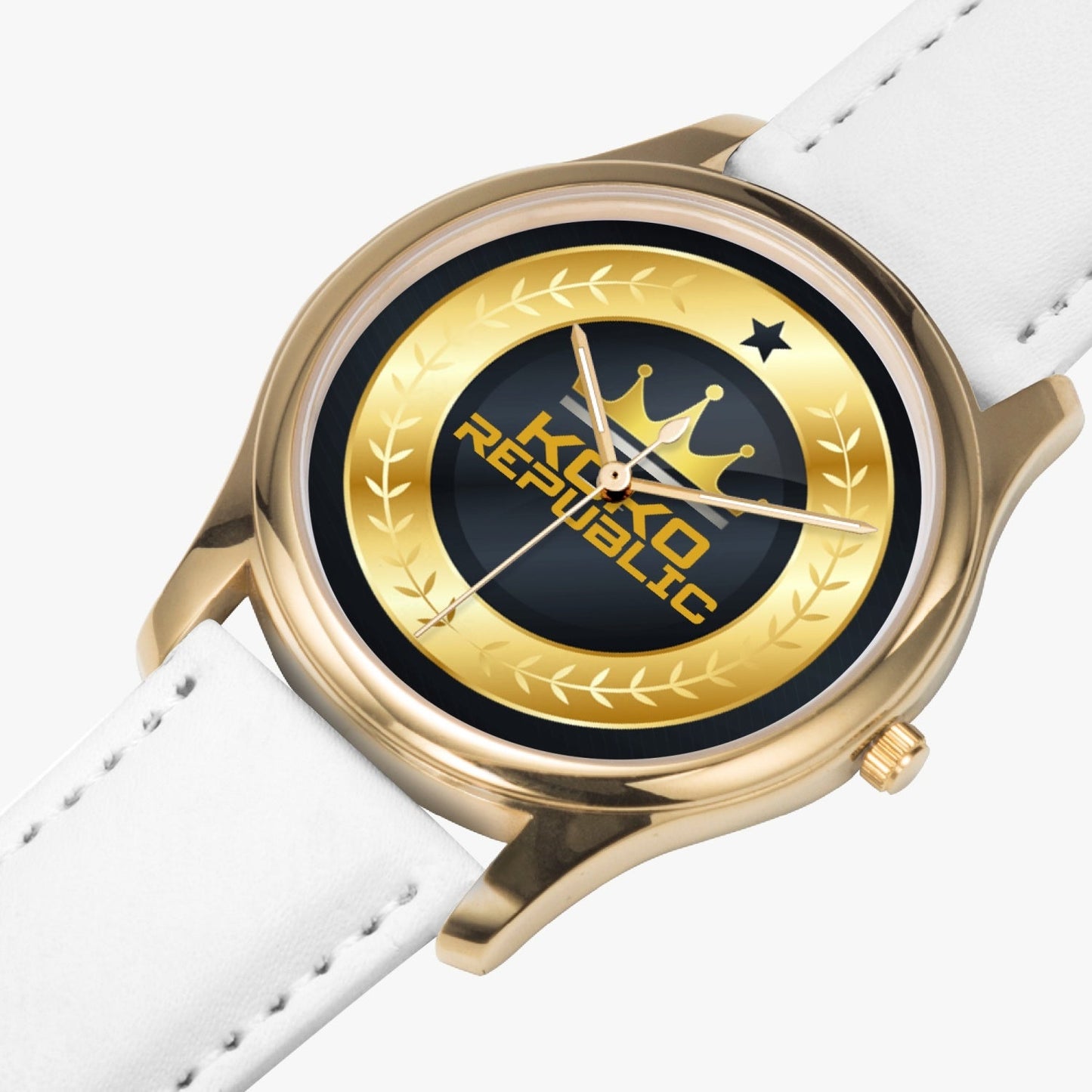 KokoRepublic 150. Stylish Leather Strap Classic Quartz Watch (Gold)