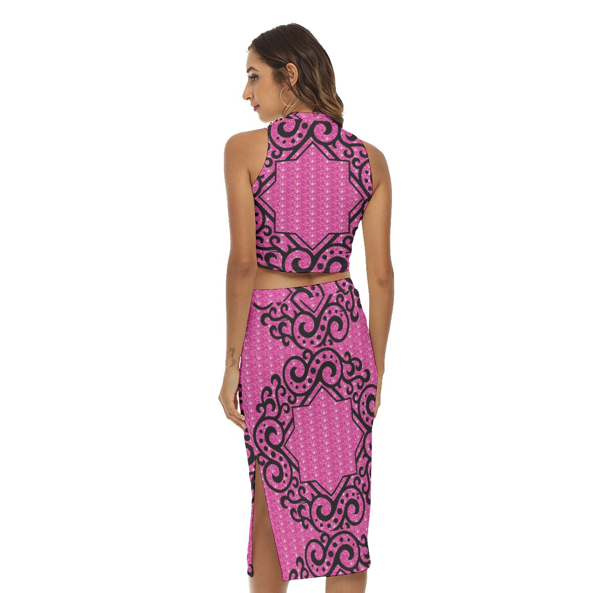 All-Over Print Women's Tank Top & Split High Skirt Set