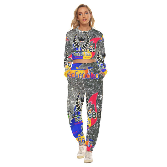 All-Over Print Women's Crop Sweatshirt Suit