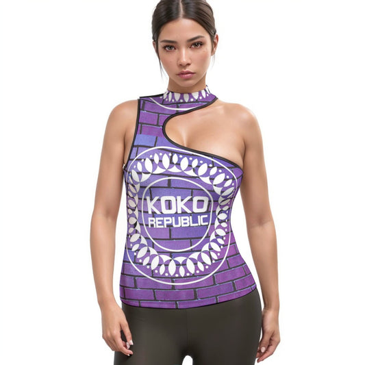 All-Over Print Women's Halter Sleeveless Asymmetrical Tank Top