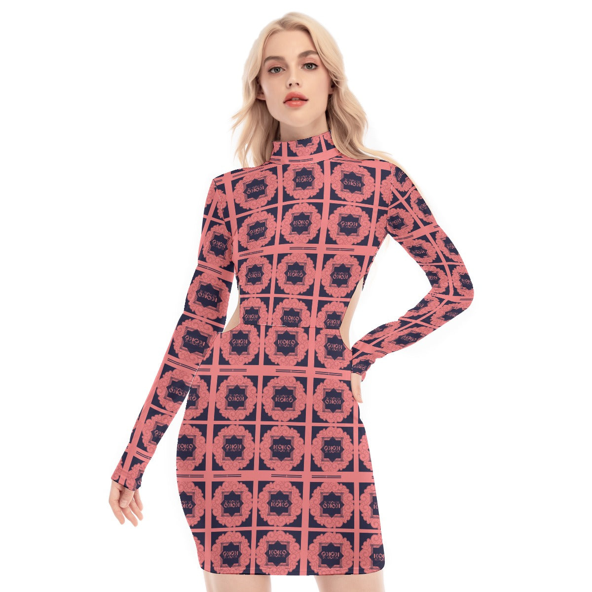 All-Over Print Women's Waist Hollow Hip Dress