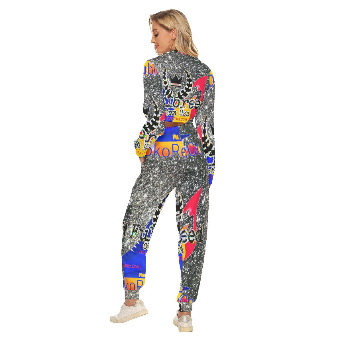 All-Over Print Women's Crop Sweatshirt Suit