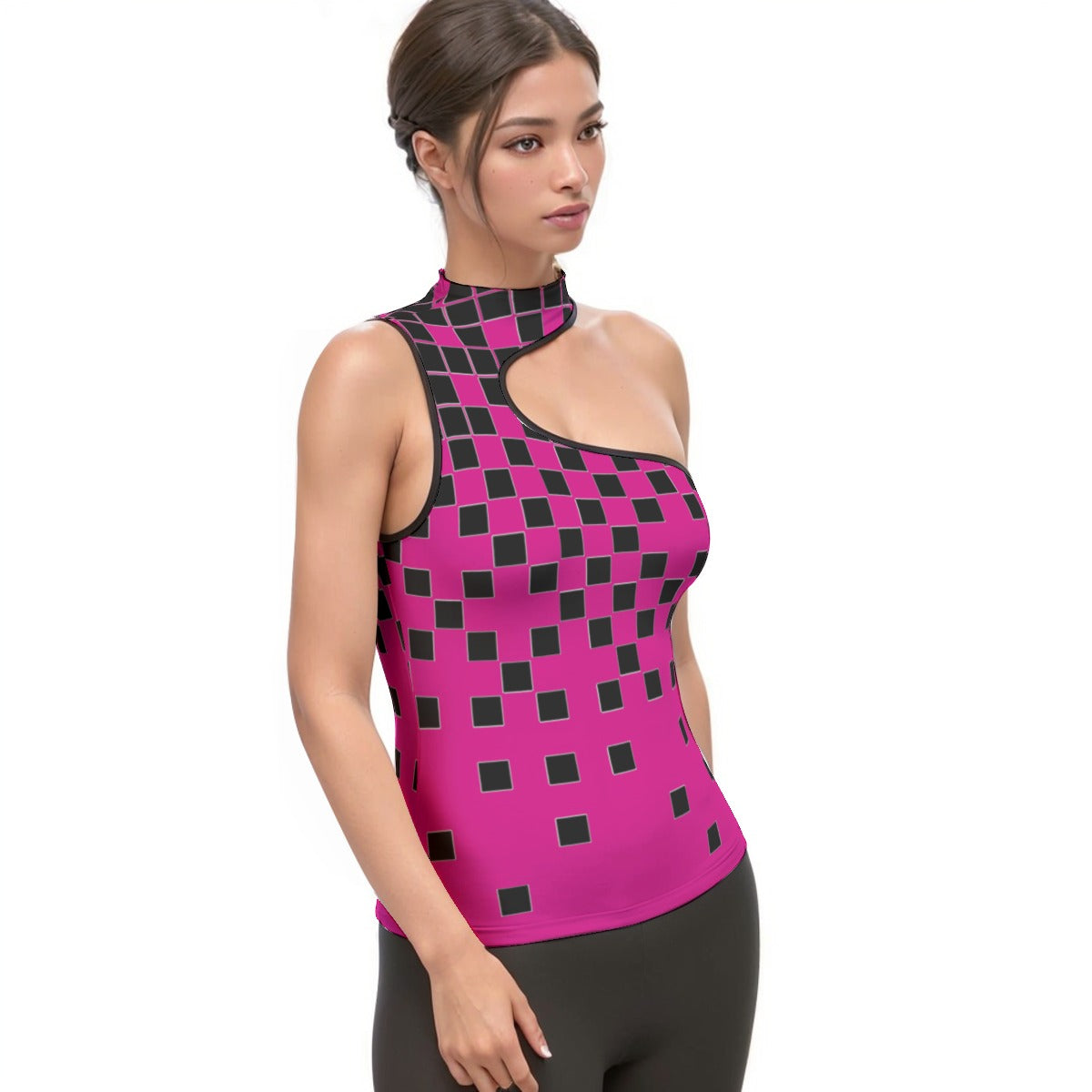 All-Over Print Women's Halter Sleeveless Asymmetrical Tank Top