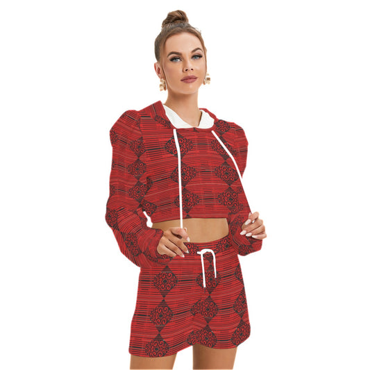 All-Over Print Women's Mirco Fleece Hoodie And Shorts Set